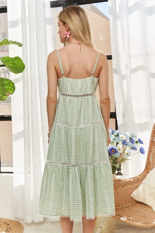 Gingham Detail Washed Mini Dress – outfit idea for women | Ro + Ivy
