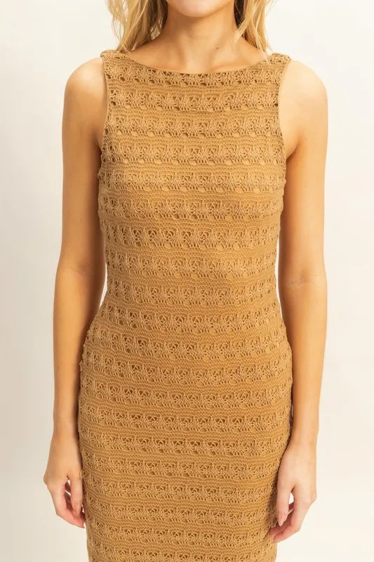 Sleeveless Crochet Open Back Maxi Dress – outfit idea for women | Ro + Ivy