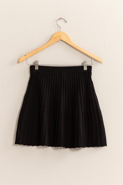 High Waist Knit Pleated Flare Mini Skirt Trendy Skirts Outfit Idea for Women | Ro + Ivy
