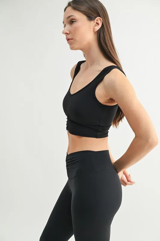 Ruched Front Active Tank Top in Black – outfit idea for women | Ro + Ivy