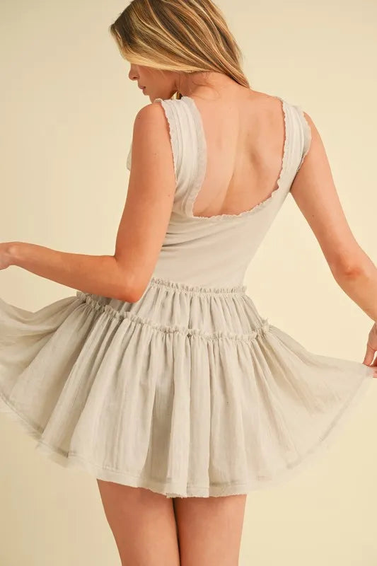 Frill Sleeveless Drop Waist Mini Dress – outfit idea for women | Ro + Ivy