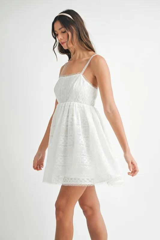 Eyelet Lace Babydoll Mini Cami Dress – outfit idea for women | Ro + Ivy