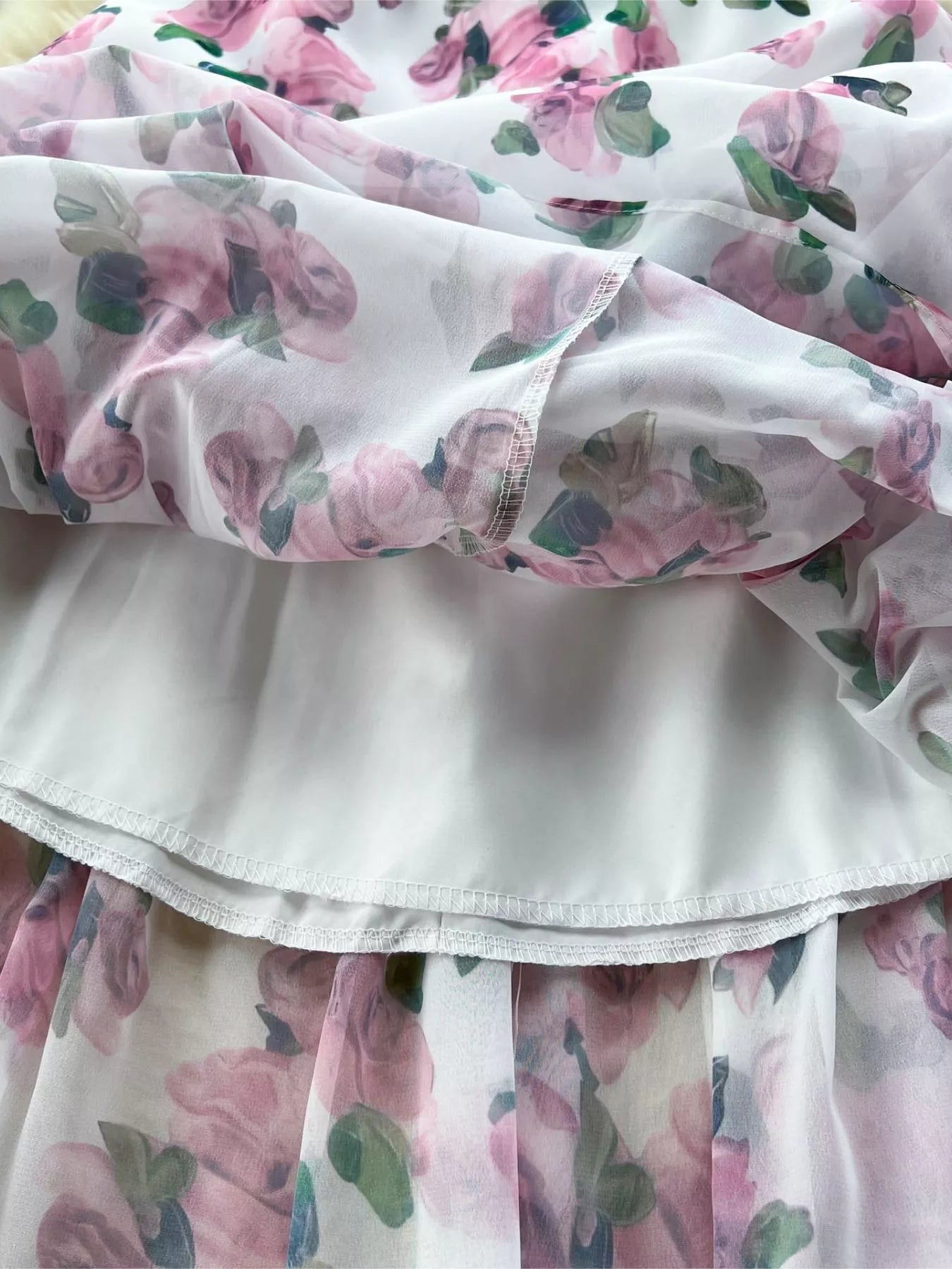 Women's Floral Print Ruffle Hem Midi Dress - Midi Dresses