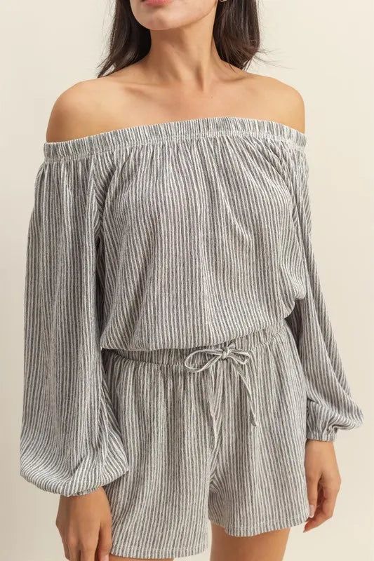 Off Shoulder Top and Shorts Set – outfit idea for women | Ro + Ivy