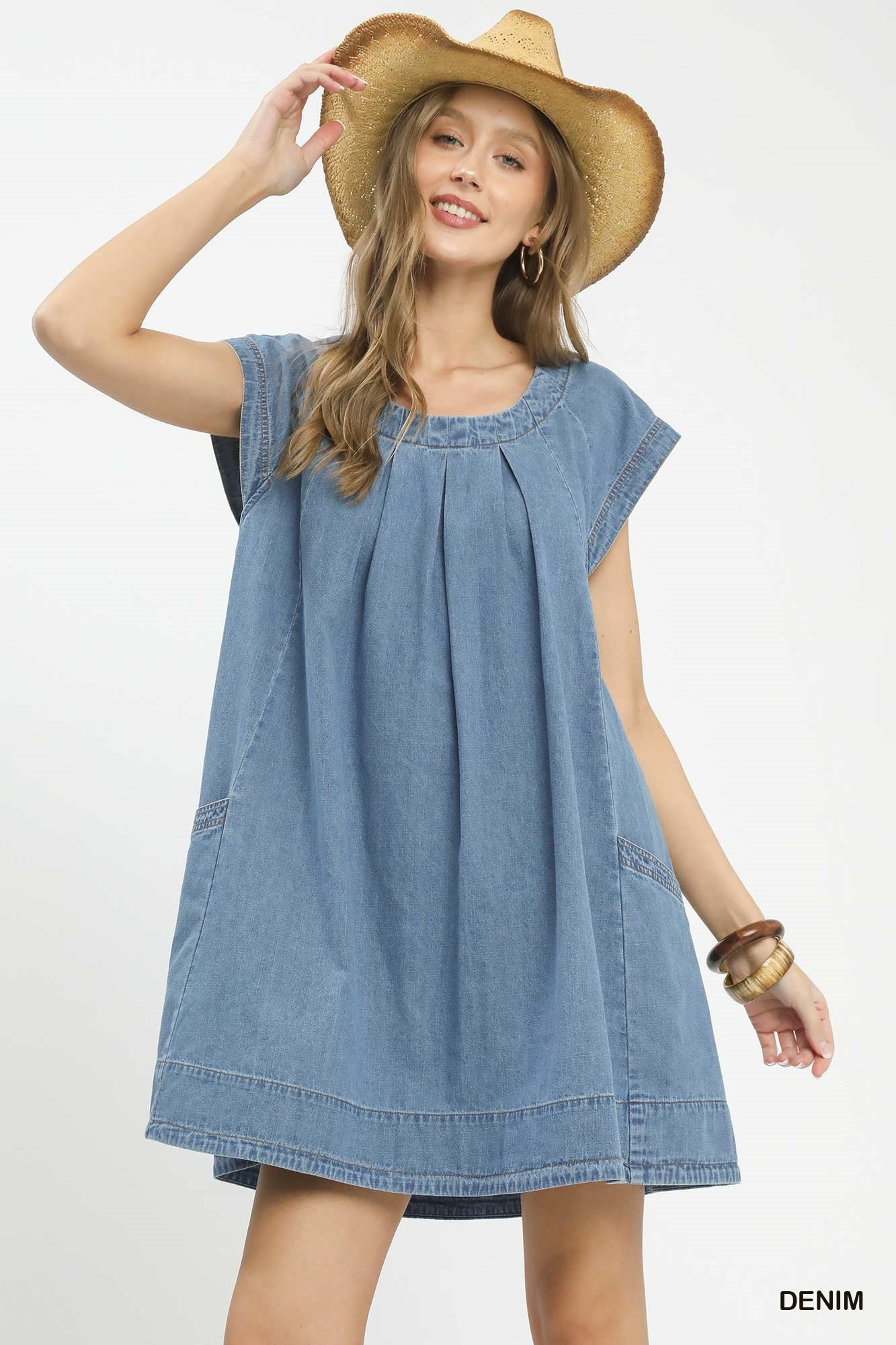Cotton Stone Washed Denim Mini Dress – Ro + Ivy