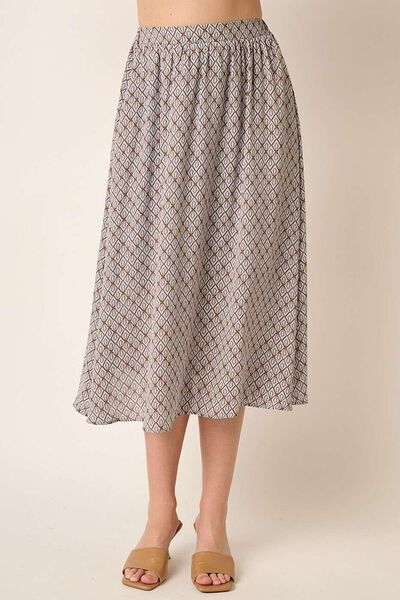 Taupe Printed Midi Skirt in Taupe Trendy Skirts Outfit Idea for Women | Ro + Ivy