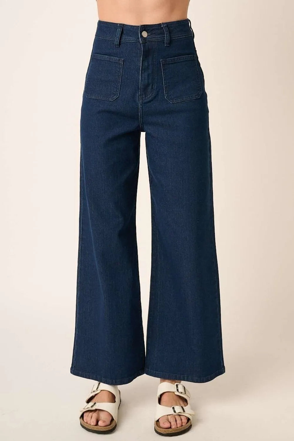 High Waist Wide Leg Jeans in Indigo – Indigo outfit idea for women | Ro + Ivy