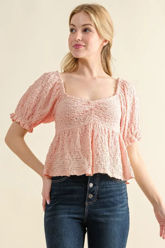 Lovely Textured And Smocked Top – BLOSSOM outfit idea for women | Ro + Ivy