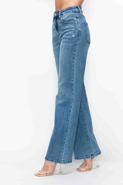 Full Size High Rise Wide Leg Jeans with Pockets - Ro + Ivy