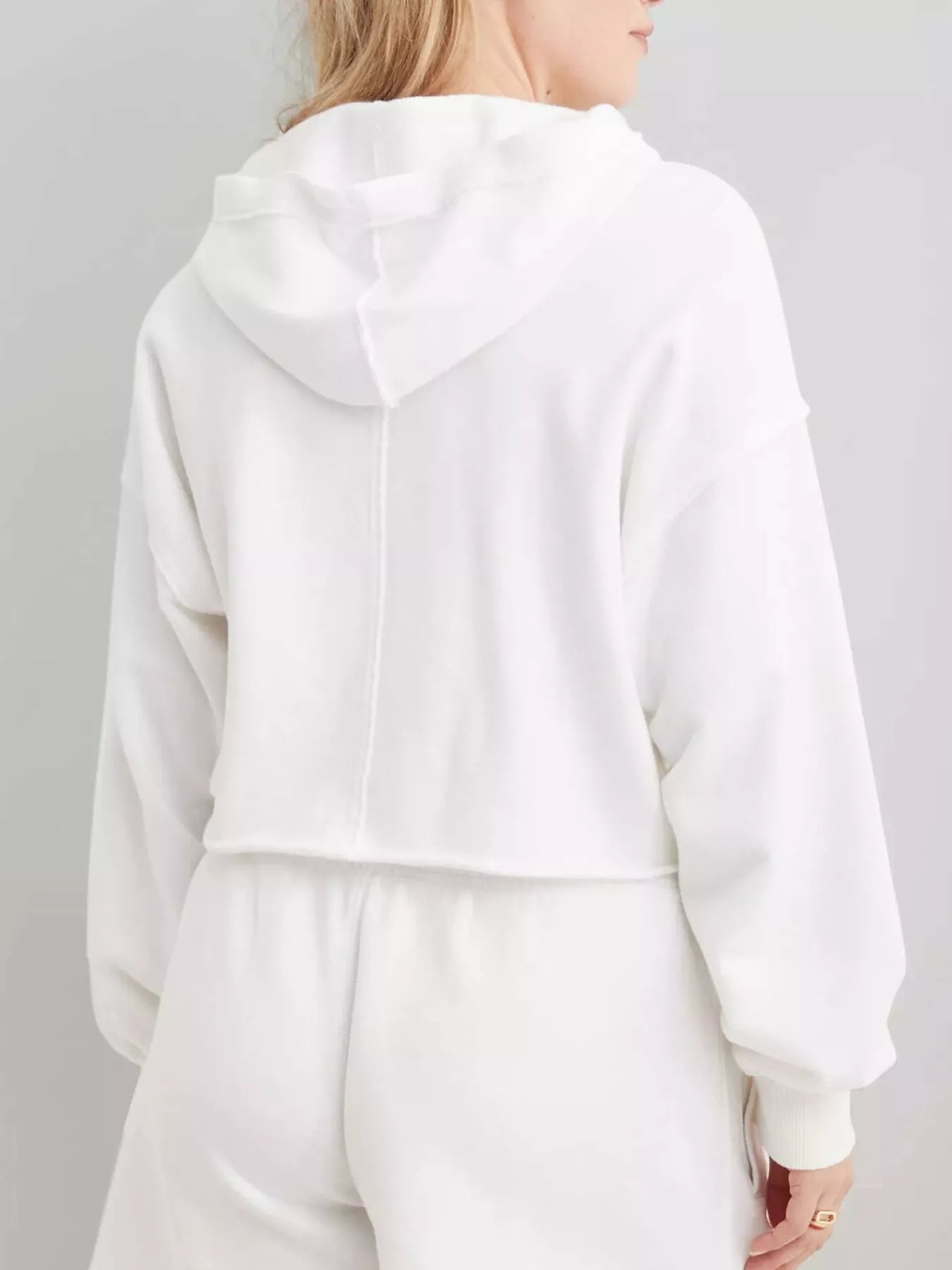 Exposed Seam Dropped Shoulder Hoodie - Pullover Hoodies