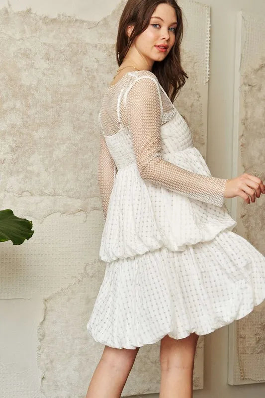 Checker Print Side Pockets Textured Mini Dress – outfit idea for women | Ro + Ivy