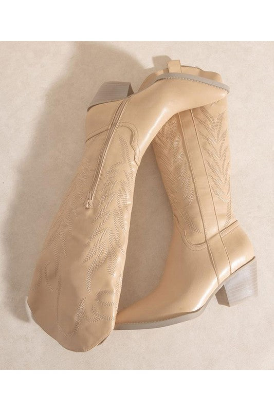 Samara Western Over The Knee High Boots with Embroidery – NUDE 8.5 outfit idea for women | Ro + Ivy