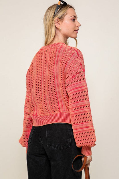 Acid Wash Round Neck Women's Sweater | Sweaters | Ro + Ivy