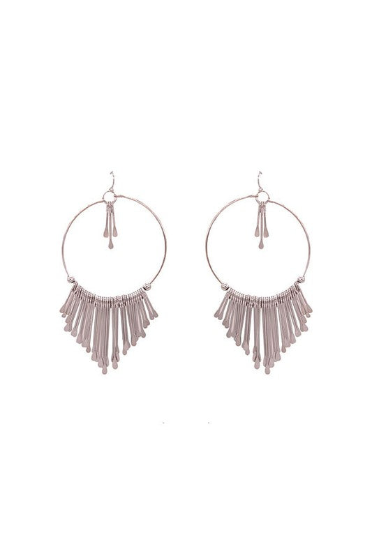 SILVER Os Bohemian Tassel Hoop Earring | Trendy Earrings Outfit Idea for Women by Ro + Ivy | Elevated Basics, Modern Comfort & Style