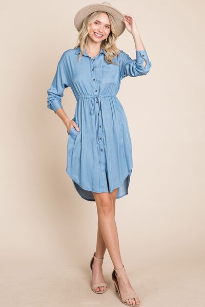 Button Up Drawstring Shirt Dress for Women | Mini Dresses | Ro + Ivy
