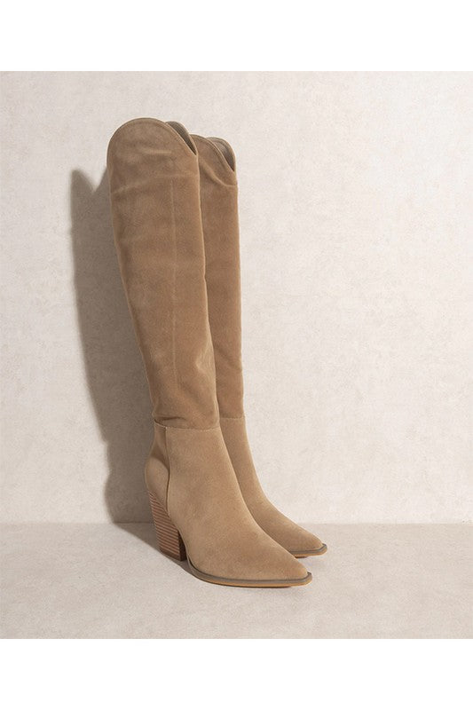 KHAKI 6.5 Clara Over the Knee High Western Boots Trendy Boots Outfit Idea for Women | Ro + Ivy