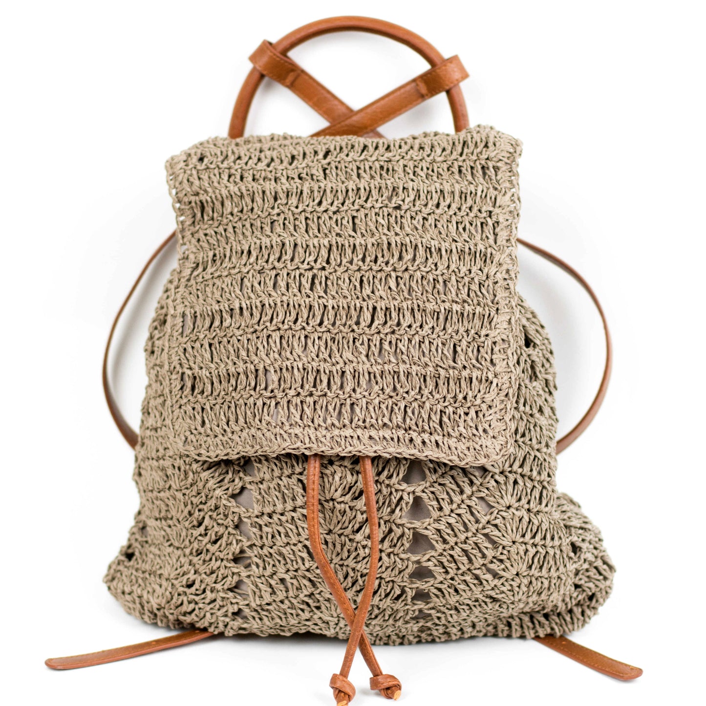 Woven Straw Backpack - Dark Taupe Backpack