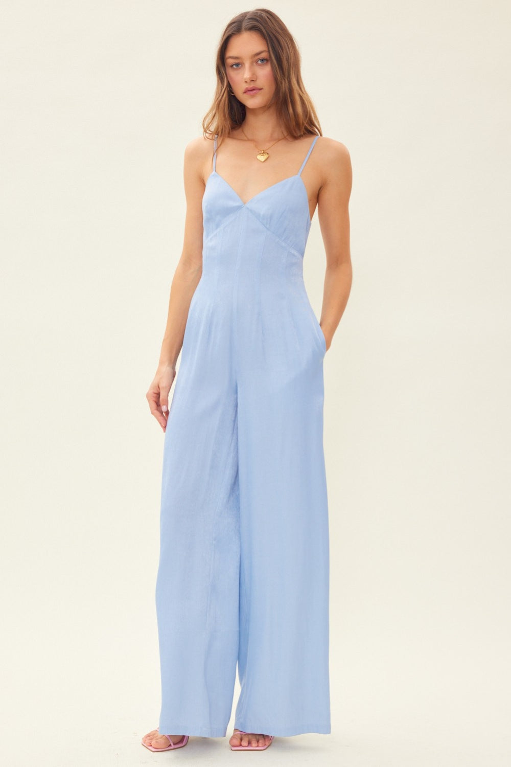 Drawstring Back Sleeveless Wide Leg Jumpsuit for Women | Jumpsuits | Ro + Ivy