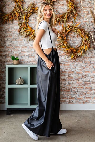 Drawstring Back Spaghetti Strap Wide Leg Overall for Women | Jumpsuits | Ro + Ivy