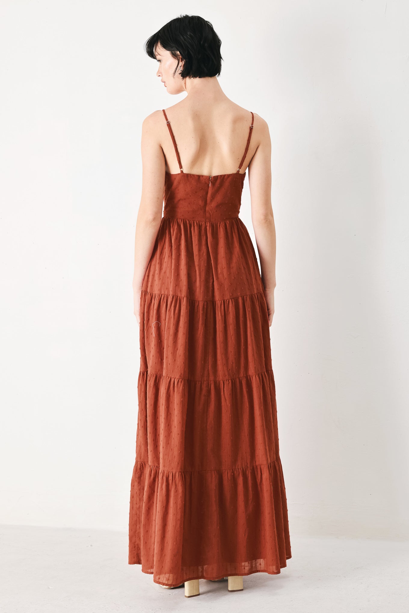 Terracotta Swiss Dot Maxi Dress