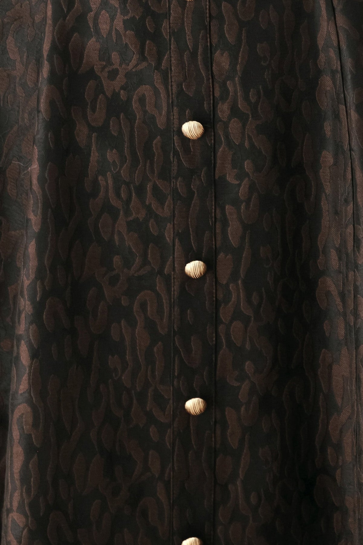 Black Jacquard Leopard Print Sweetheart Midi Dress with Button Detail