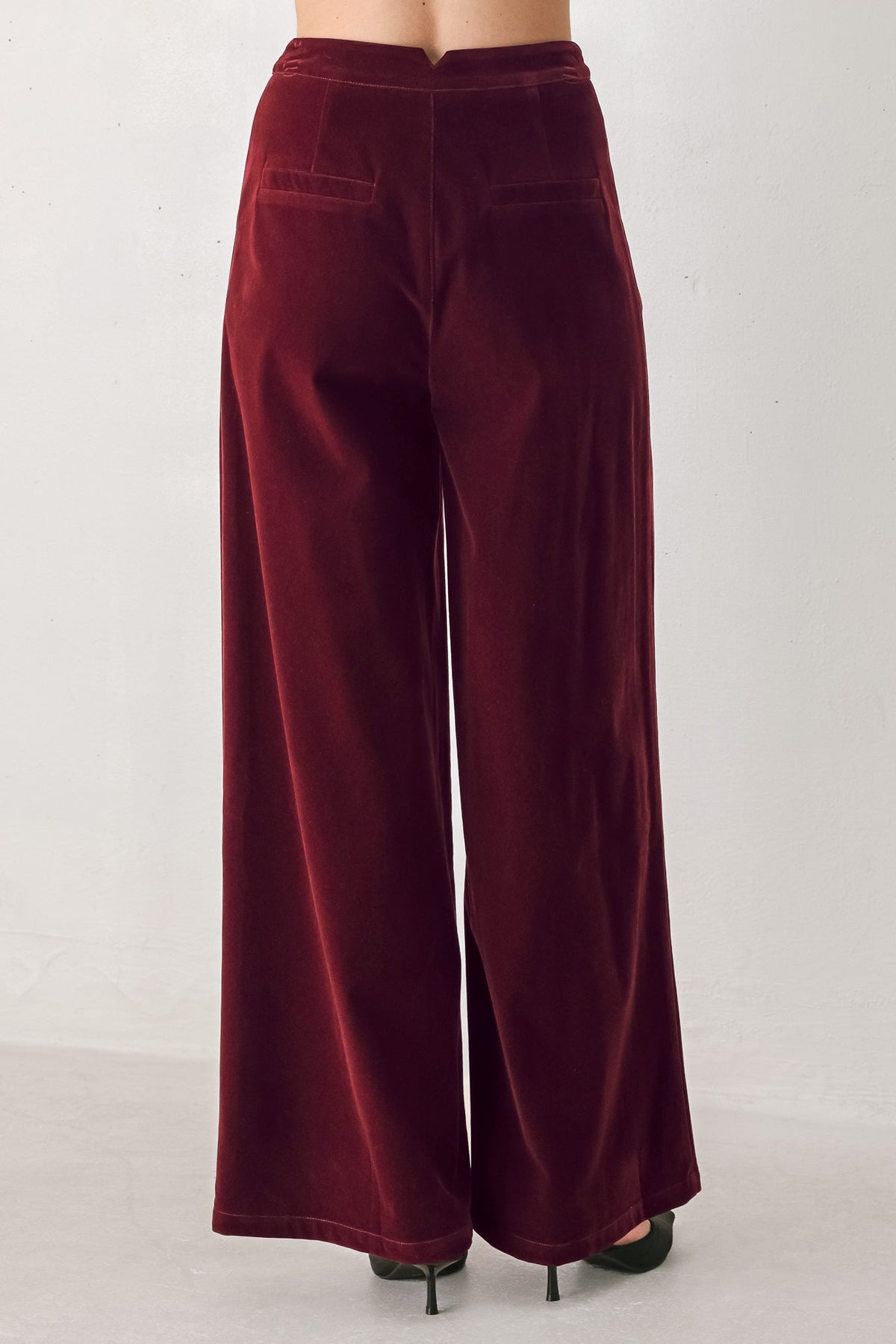 Brown Velvet Wide-Leg Pants