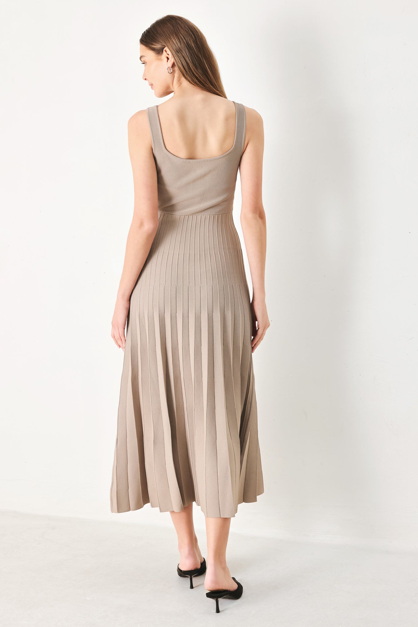 Square Neck Sweater Knit Midi Dress