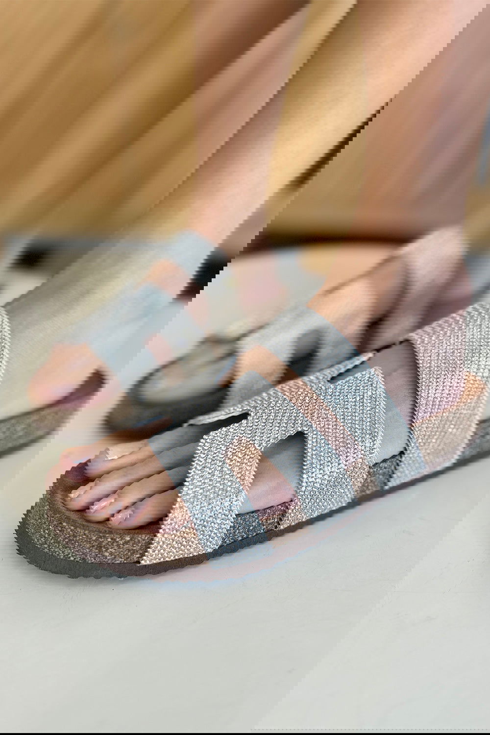 Forever Link Rhinestone Open Toe Sandals Trendy Sandals Outfit Idea for Women | Ro + Ivy