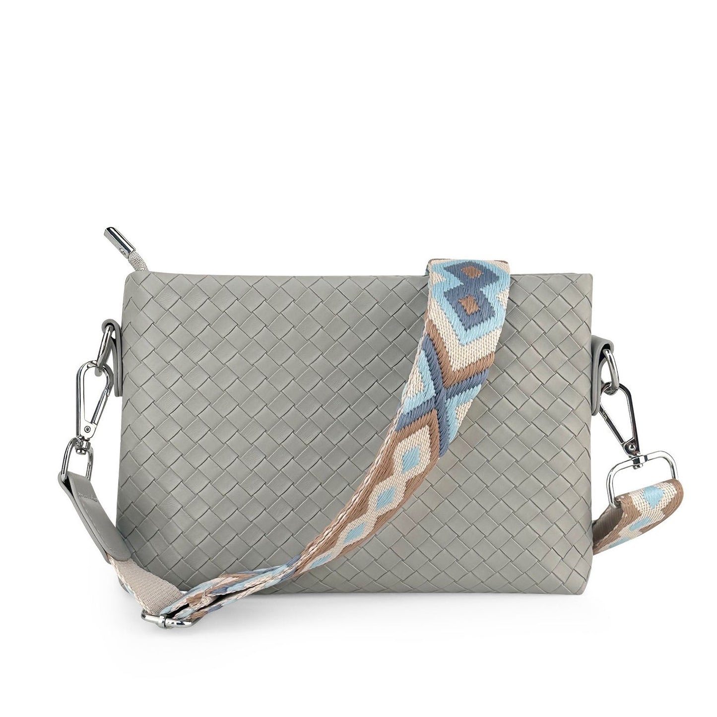 Chic Woven Lightweight Sleek Crossbody Bag — Everyday Casual Carry Style - Gray