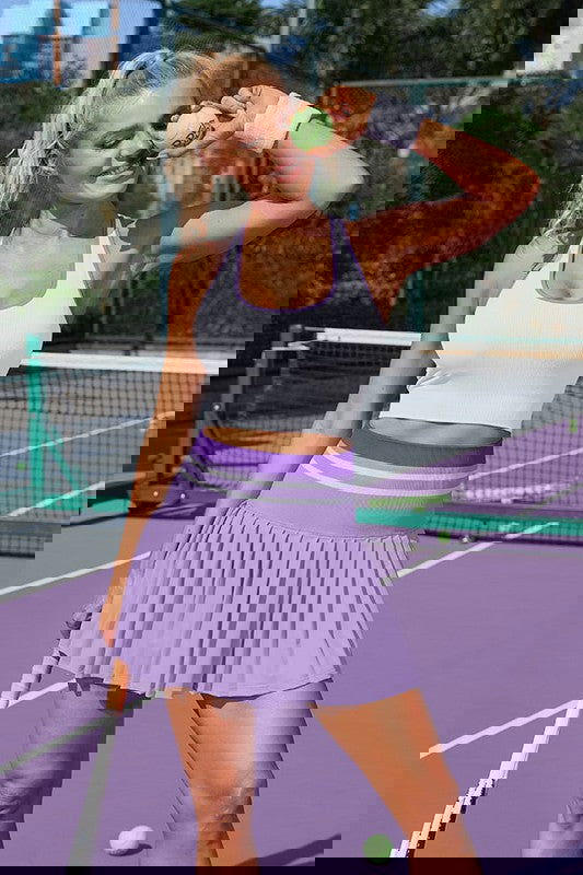 High Waist Pleated Skirt Two Piece Tennis Dress Trendy Activewear Sets Outfit Idea for Women | Ro + Ivy