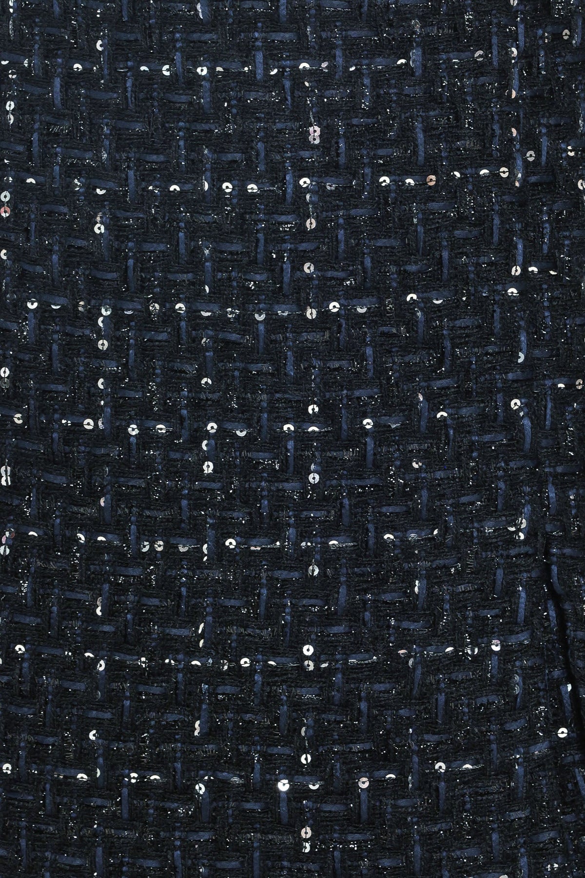 Navy Sequin Tweed High-Waisted Mini Skort with Side Zipper