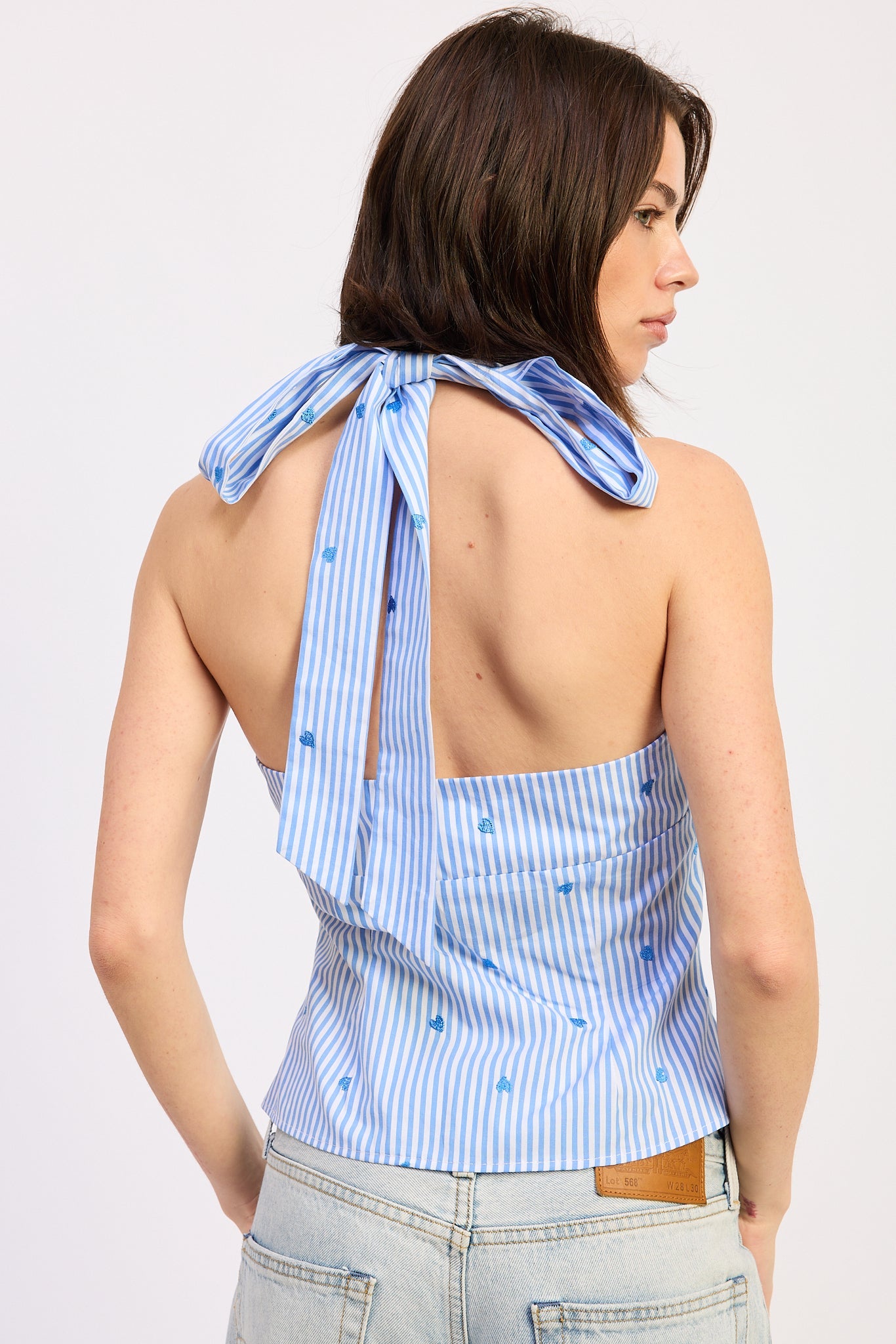 Crossed Halter Tie Top 100% Cotton Lining Breezy Summer Style
