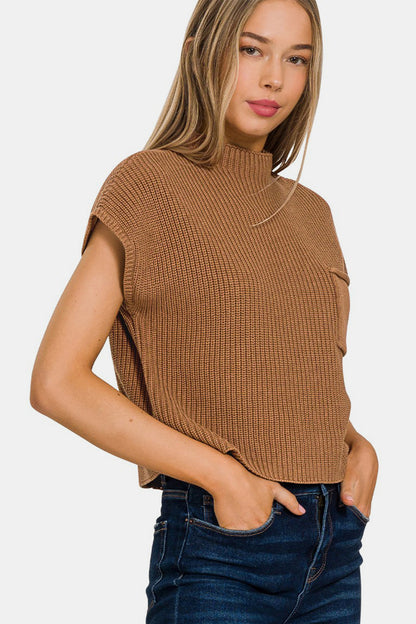 Mock Neck Short Sleeve Cropped Sweater for Women | Sweater | Ro + Ivy