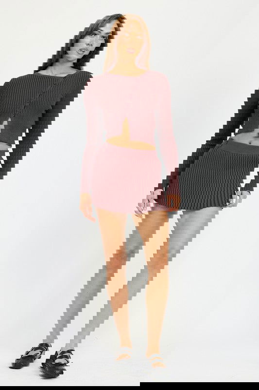 Ribbed Knit Mini Skirt - Ro + Ivy