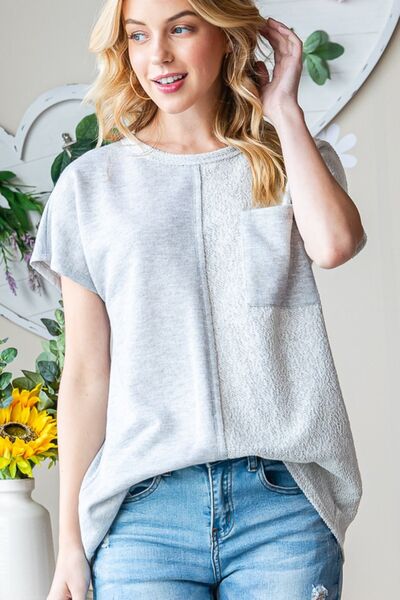 Size Inclusive Pocketed Round Neck Short Sleeve T-Shirt for Women | Knit Tops | Ro + Ivy