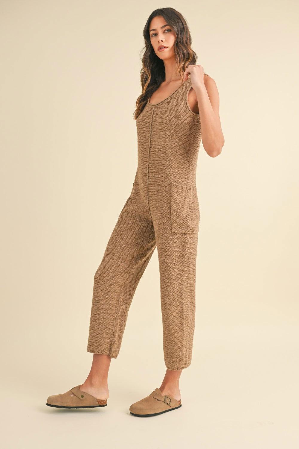 Sleeveless Tank Top Knit Jumpsuit with Pockets - Ro + Ivy