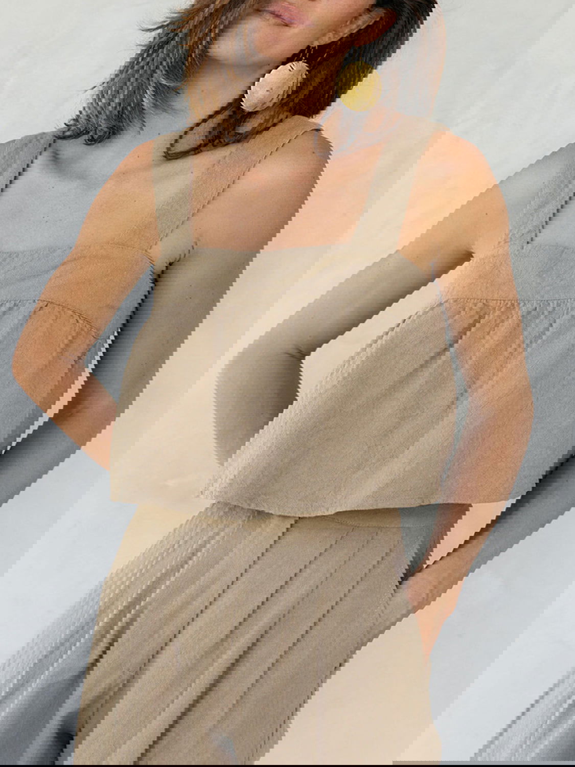 Square Neck Wide Strap Top And Pants Set - Ro + Ivy