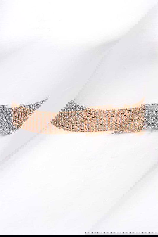 Statement Rhinestone Buckle Chain Belt – outfit idea for women | Ro + Ivy