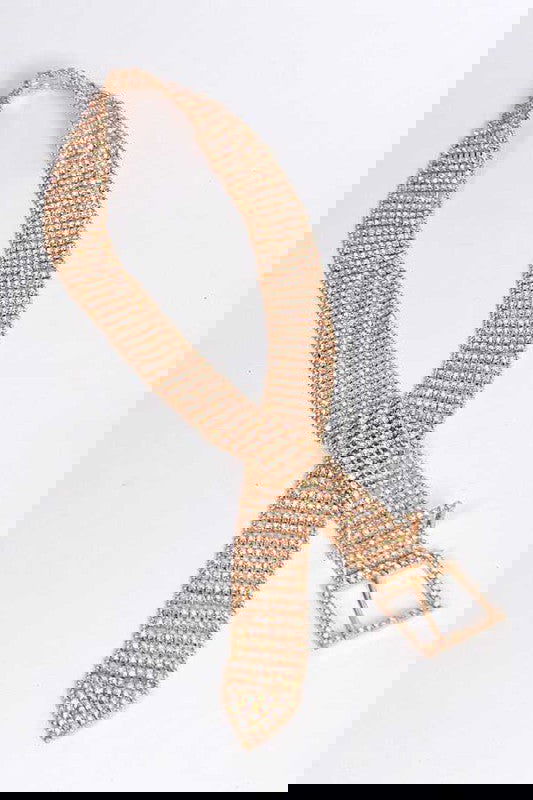 Statement Rhinestone Buckle Chain Belt – outfit idea for women | Ro + Ivy