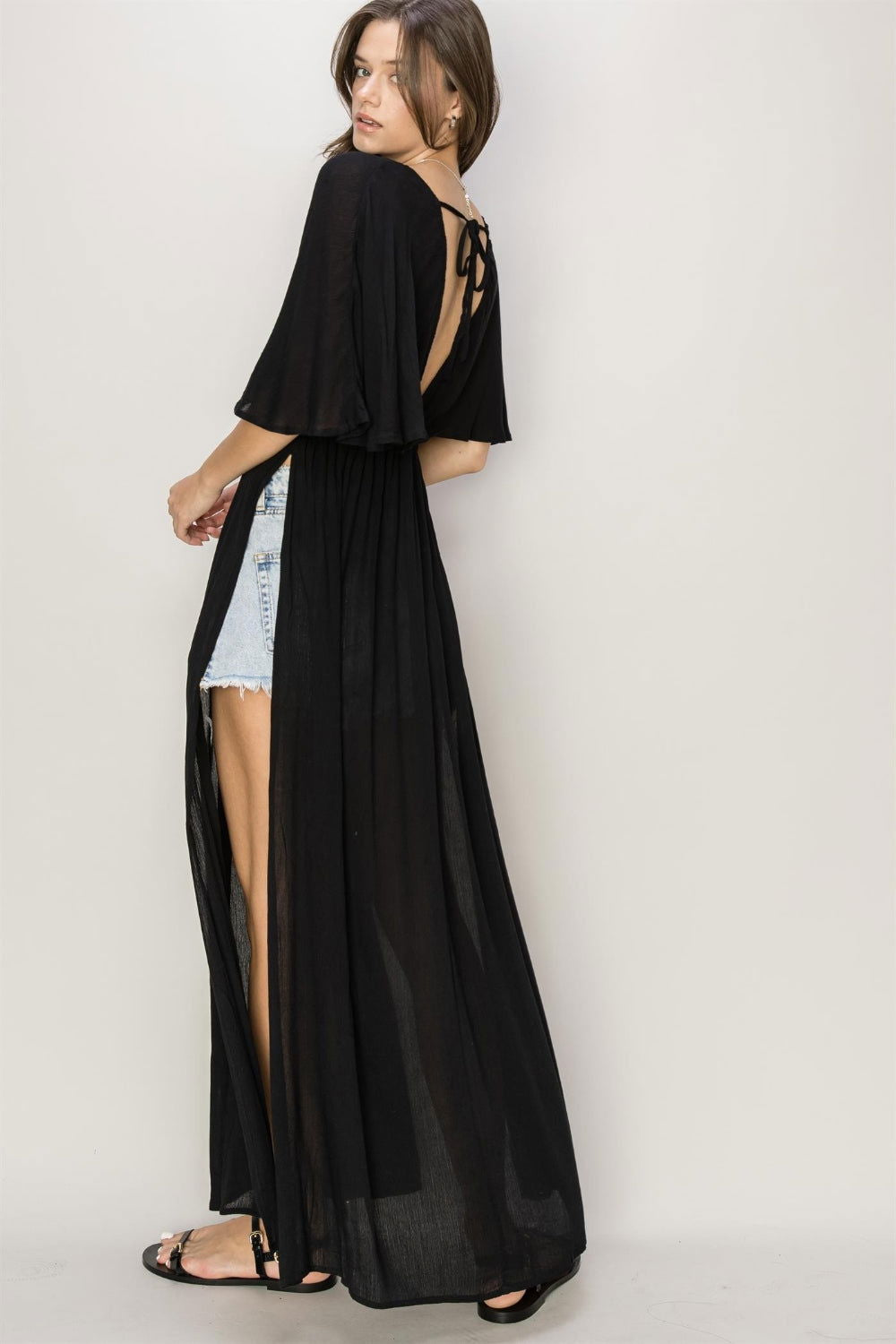 Tie Back Maxi Split Cover Up Dress - Ro + Ivy