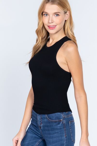 Women's Size Inclusive Basic Ribbed Round Neck Racerback Seamless Tank | Tank Top | Ro + Ivy