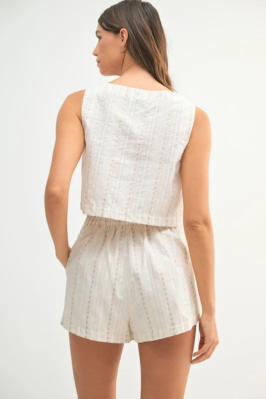Square Neck Crop Top And Shorts Set – outfit idea for women | Ro + Ivy