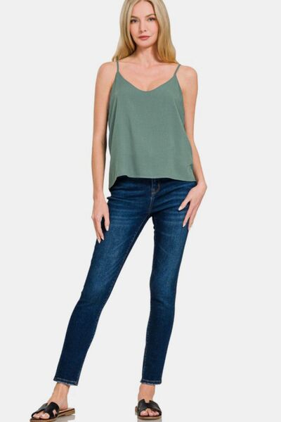 Two Layered Spaghetti Strap Cami in Jade | Trendy Cami Tops Outfit Idea for Women by Ro + Ivy | Elevated Basics, Modern Comfort & Style