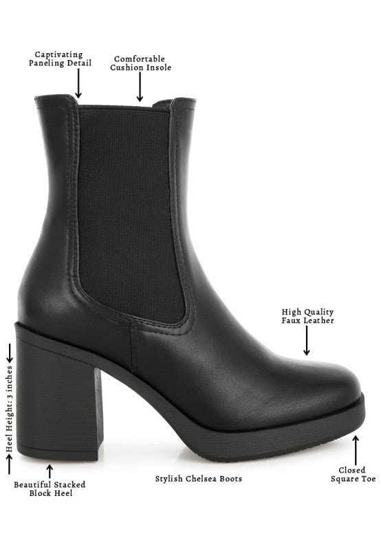 Faux Leather 3 Inch Block Heel Chelsea Boots | Trendy Boots Outfit Idea for Women by Ro + Ivy | Elevated Basics, Modern Comfort & Style
