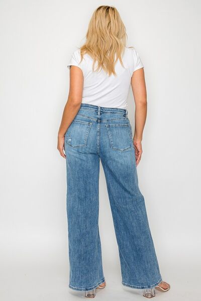 Full Size High Rise Wide Leg Jeans with Pockets - Ro + Ivy