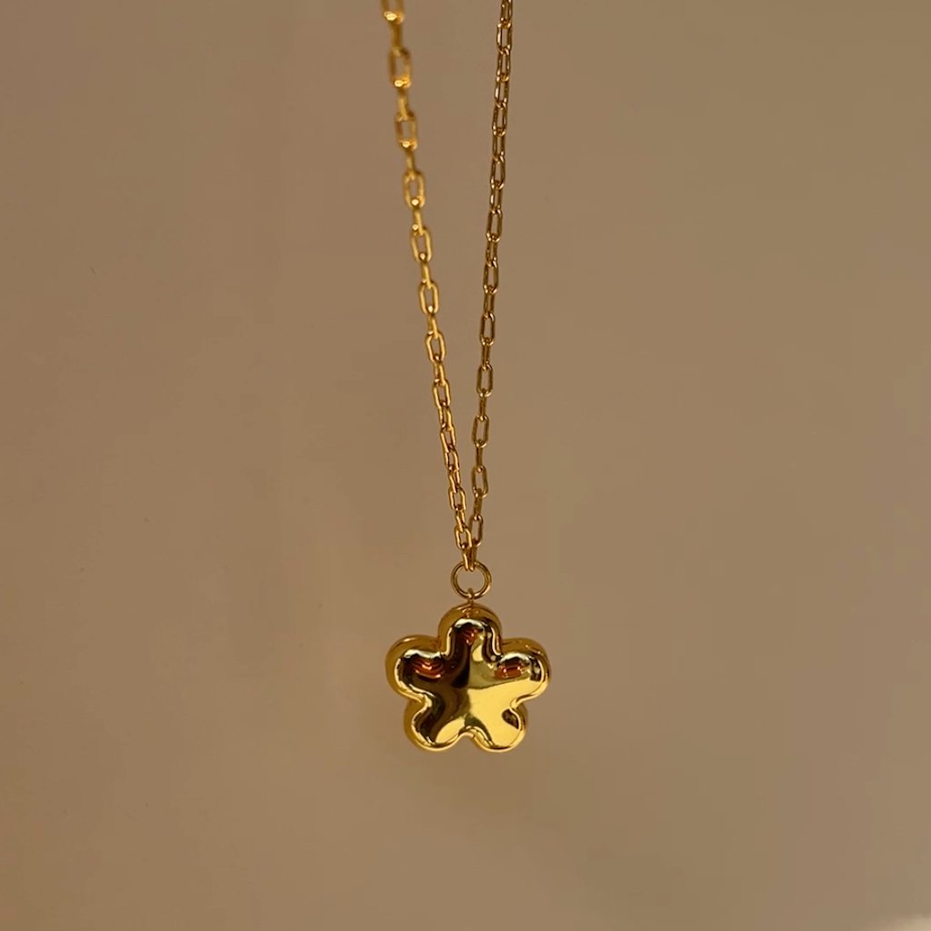 Bloom Flower Locket Layered Paperclip Chain Necklace — Dainty Everyday Jewelry - Necklaces