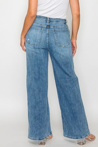 Full Size High Rise Wide Leg Jeans with Pockets - Ro + Ivy