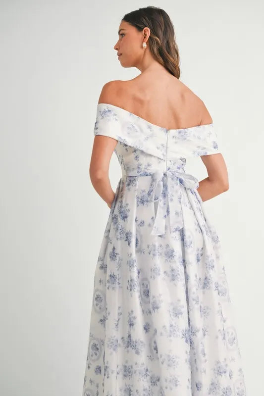 Floral Printed Off Shoulder Maxi Dress – outfit idea for women | Ro + Ivy