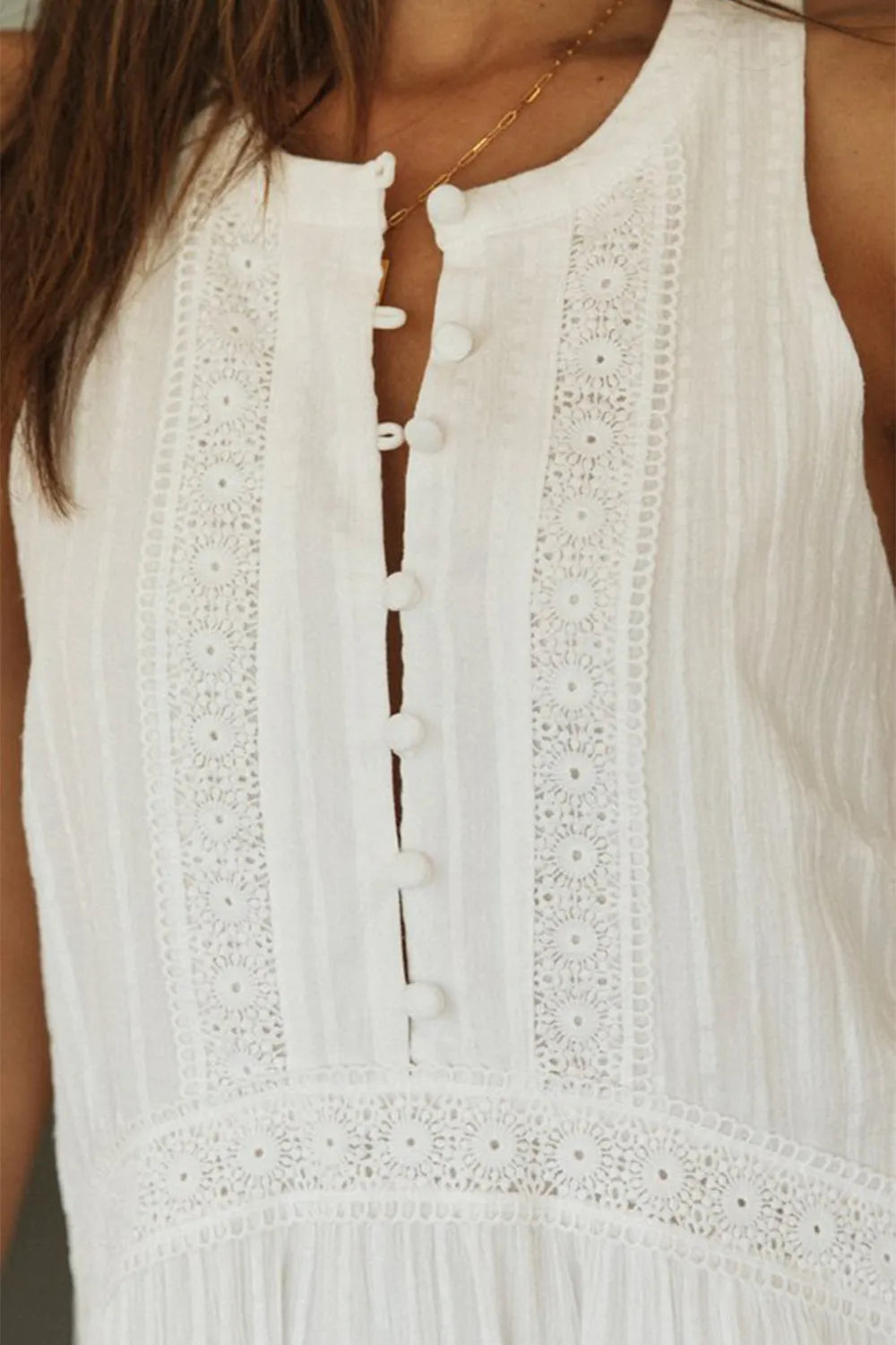 Half Button Sleeveless Lightweight Mini Dress - Mini Dresses