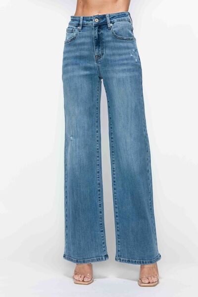 Full Size High Rise Wide Leg Jeans with Pockets - Ro + Ivy